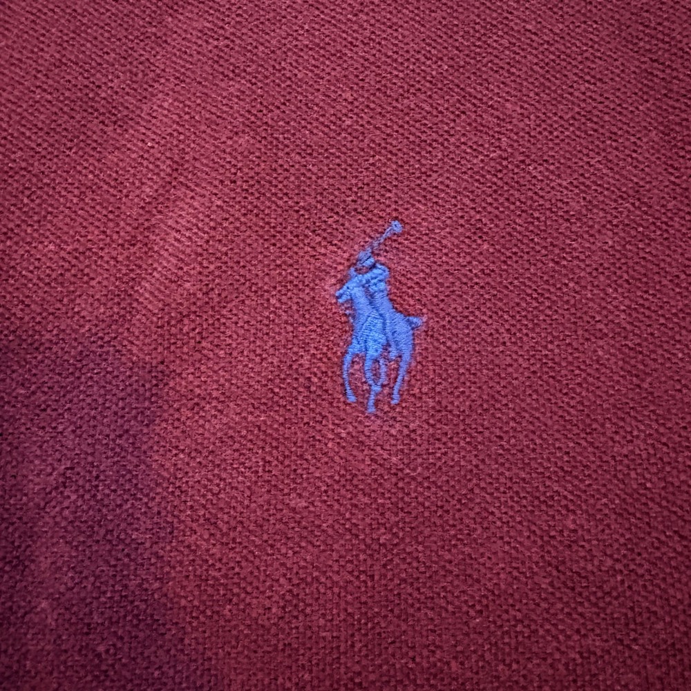 Polo Ralph Lauren Mens Burgundy Maroon Pique Cotton Short Sleeve Polo Shirt M - Picture 4 of 9